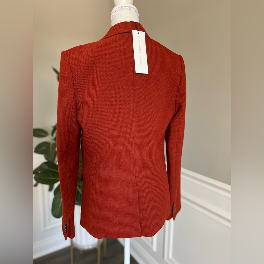 VERONICA BEARD Peninsula Peak Lapel Faux DB Blazer Jacket Brick Brown Orange 6 - Picture 9 of 10